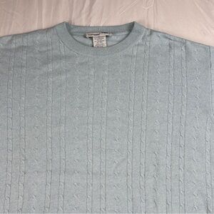 I Levrieri Italy Men's Soft Blue Crewneck Cable knit Cashmere Sweater Large